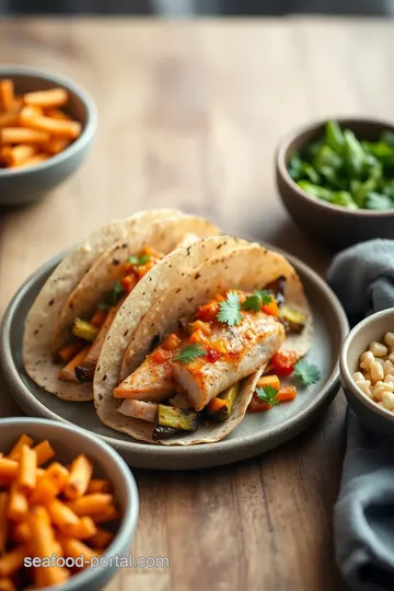 Bake Spicy Salmon Tacos with Roasted Veggies presentation