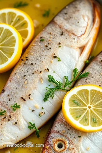 Baked Sea Trout with Zesty Lemon Garlic presentation