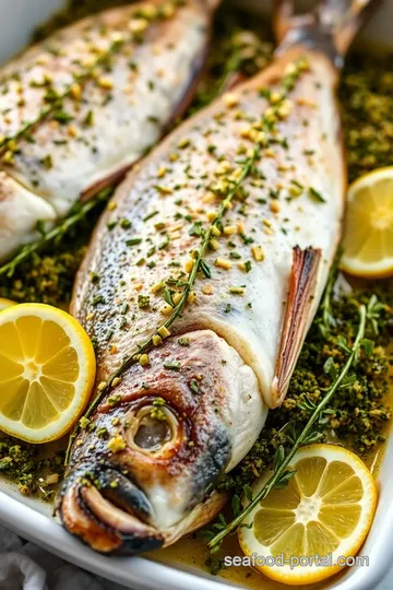 Bake Whole Sea Bass with Zesty Herb Crust presentation