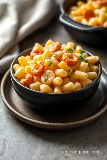 Seafood Mac and Cheese presentation