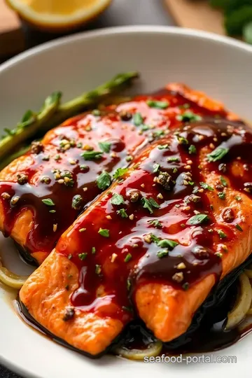 Balsamic-Glazed Salmon with Honey and Garlic presentation