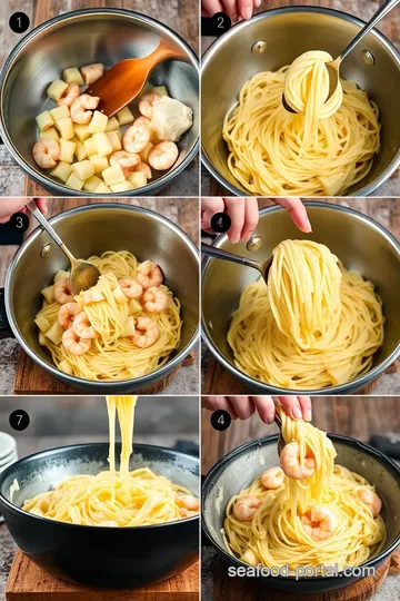 Creamy Celeriac Pasta with Shrimp and Spinach steps