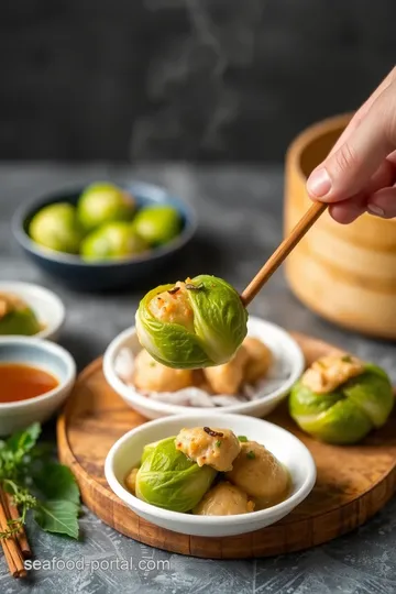 Steam Brussels Sprouts Chicken Siomay Delight presentation