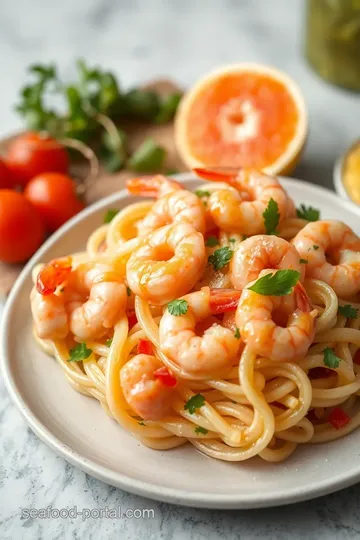 Shrimp Pasta Salad with Caesar Vinaigrette presentation