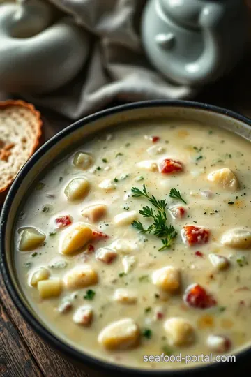 Classic New England Clam Chowder: A Creamy Delight from the Coast presentation