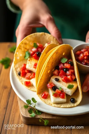 Coconut Oil Halibut Tacos with Berry Salsa presentation