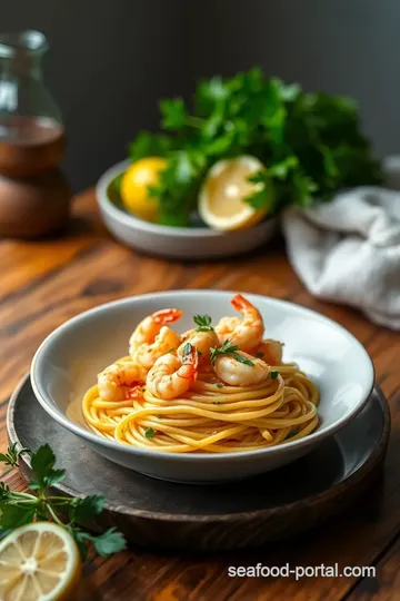 Shrimp Pasta with Citrus Garlic Sauce presentation