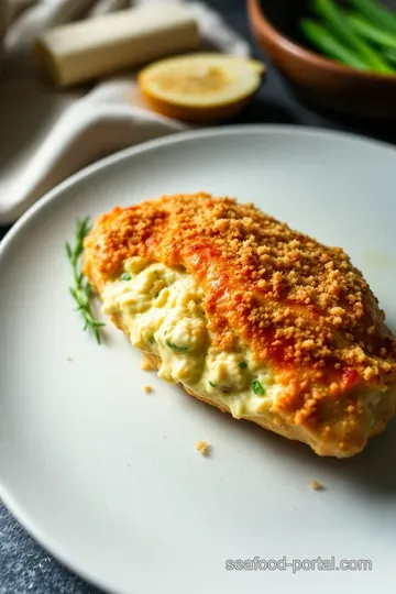 Crab-tastic Stuffed Chicken Breasts: A Seafood Delight presentation