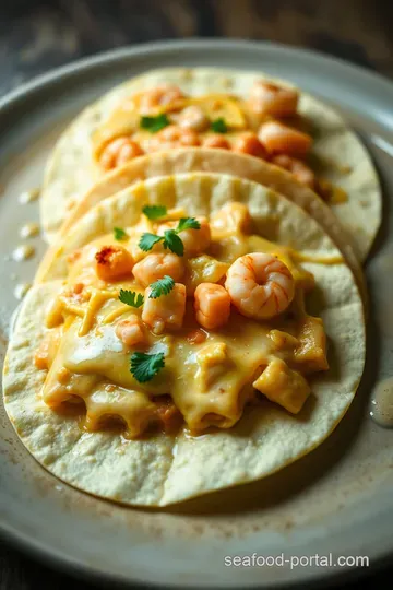 Creamy Seafood Enchiladas with a Spicy Green Sauce presentation