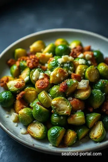 Crispy Fried Brussels Sprouts with Garlic and Parmesan presentation