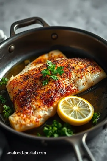 Crispy Pan-Seared Sea Bream with Lemon Herb Butter presentation