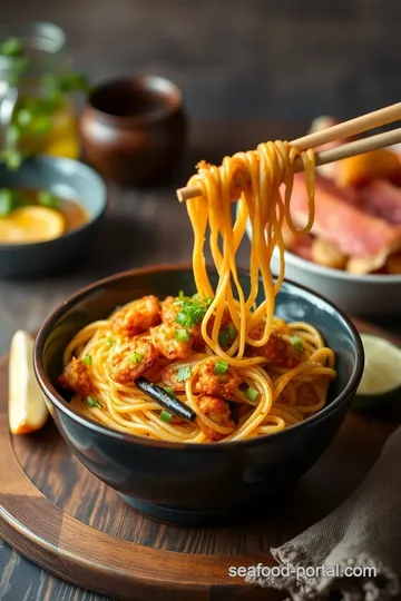 Crispy Fried Seafood Noodles presentation