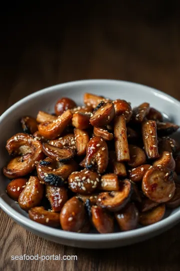 Crispy Sesame Mushroom Stalks presentation