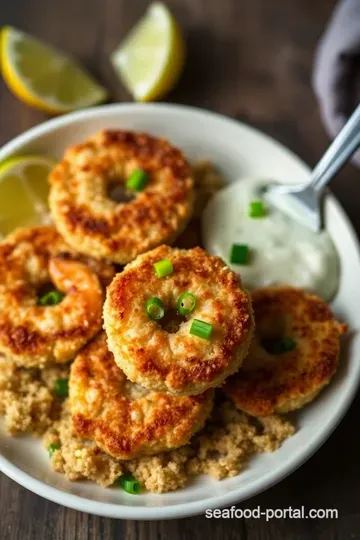 Crispy Shrimp Cakes with Zesty Lime Aioli presentation