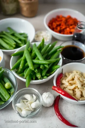 Crispy Stir-Fried Snow Peas with Garlic and Ginger ingredients