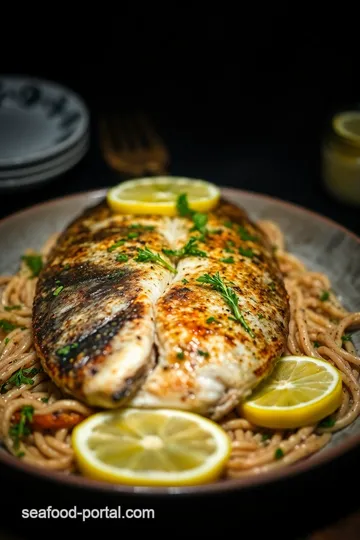 Crispy Whole Black Sea Bass with Lemon Herb Dressing presentation