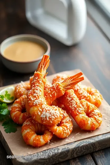 Fried Shrimp with Crunchy Coconut Coating presentation