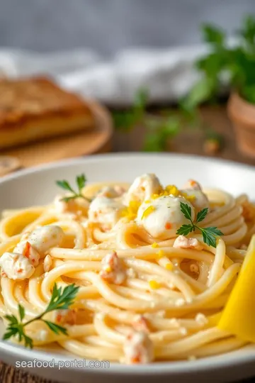 Creamy Crab Pasta with Lemon Zest presentation