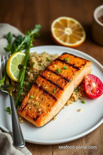 Grilled Garlic Lemon Salmon with Quinoa presentation