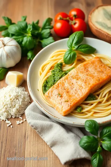 Quick Salmon Pasta with Fresh Pesto Sauce ingredients