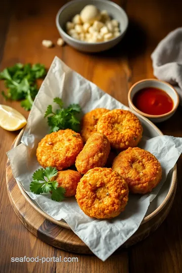 Fried Prawns & Cauliflower Crispy Cutlets presentation