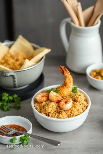 Cooked Prawn Biryani with Crispy Delight presentation