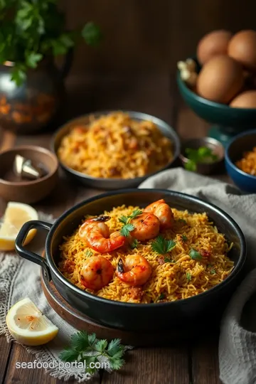 Cooked Prawn Biryani with Crispy Delight steps