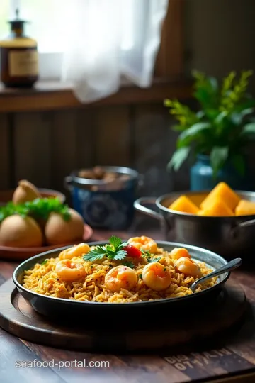 Delicious Prawns Biryani presentation