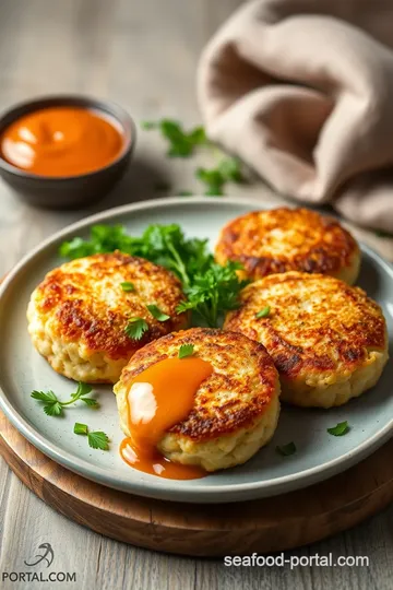 Savory Pan-Fried Salmon Cakes with Tangy Sauce presentation