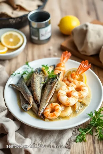 Zesty Sautéed Sardines & Prawns in Lemon Sauce presentation