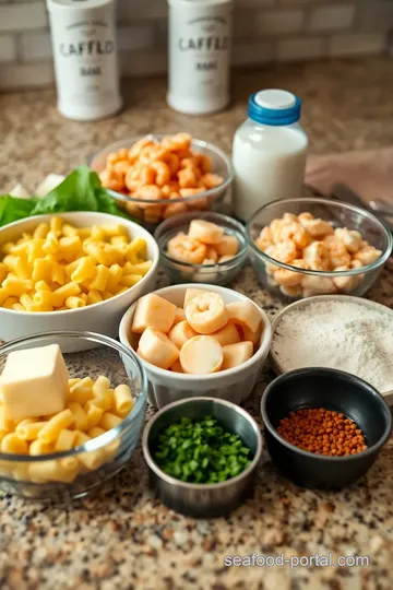 Creamy Seafood Mac n Cheese ingredients