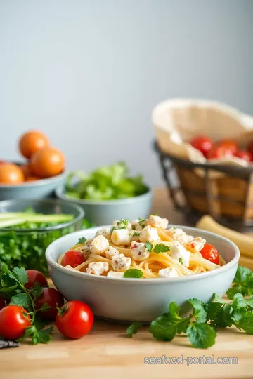 Quick Crab Pasta Salad with Fresh Veggies ingredients