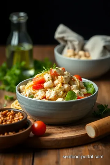 Quick Crab Pasta Salad with Fresh Veggies presentation