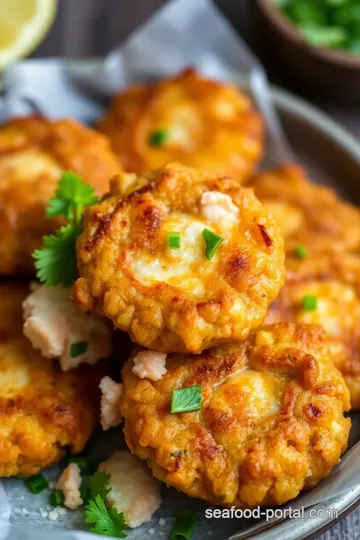 Crispy Seafood Fritters with Spicy Remoulade presentation