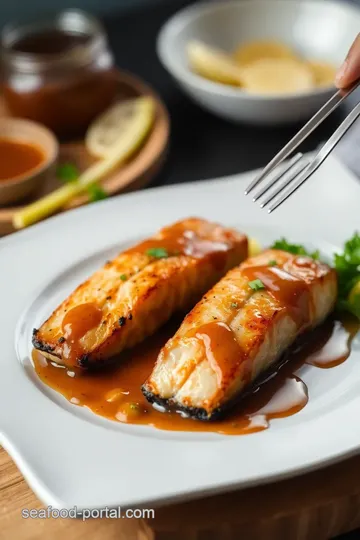 Fry Pandan Salmon with Aromatic Sauce presentation