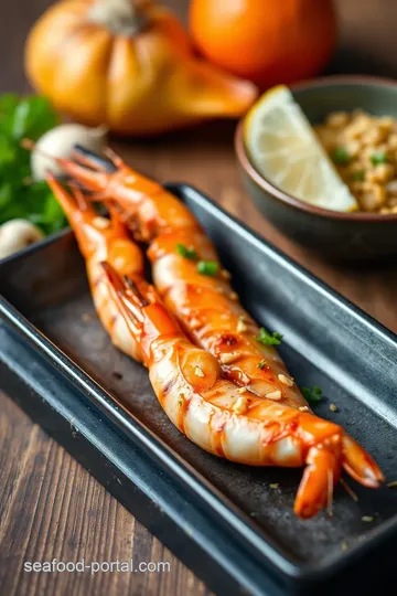 Grill Spicy Prawns with Garlic & Coriander presentation