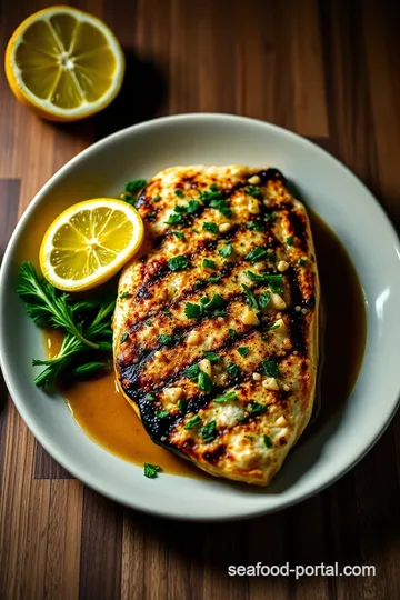 Grilled Black Sea Bass with Lemon Herb Marinade presentation