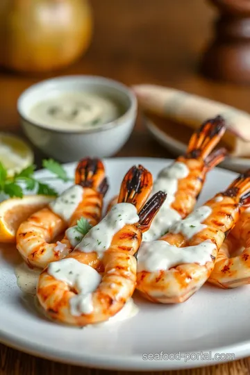 Creamy Grilled Prawns with Coconut Sauce presentation