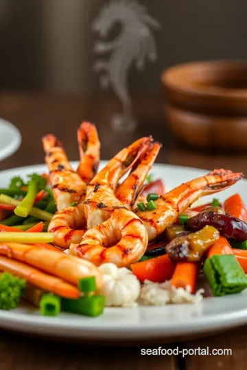 Grilled Prawns with Steamed Vegetables presentation