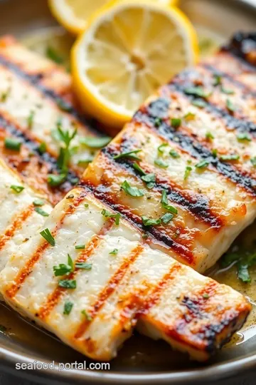 Grilled Striped Sea Bass with Lemon Herb Marinade presentation