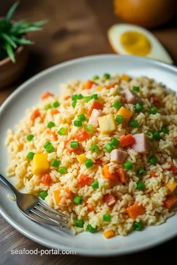 Hawaiian Fried Rice with Pineapple & Ham presentation