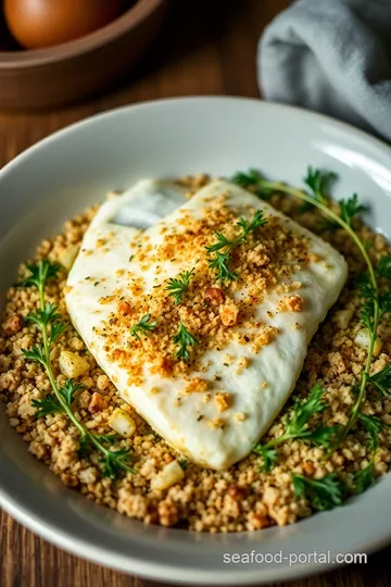 Herb-Crusted Sea Bream with Lemon Butter Sauce presentation