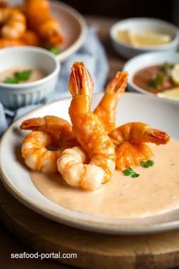 Fried Shrimp with Spicy Creamy Sauce presentation