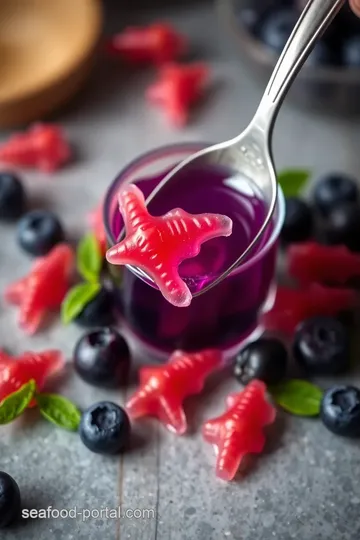 Prepare Blueberry Jell-O with Gummy Fish ingredients