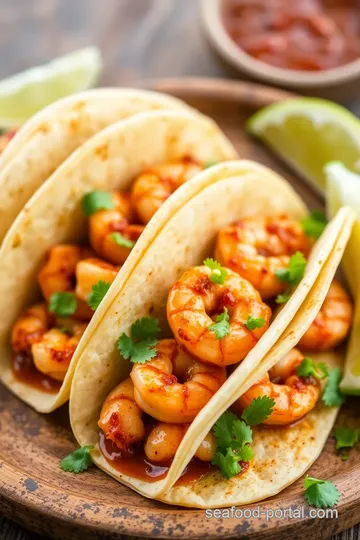 Mexican seafood dishes: 5 Amazing Shrimp Tacos with Chipotle Sauce presentation