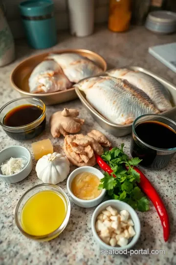 Oven-Baked Asian Sea Bass with Ginger ingredients