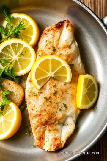 Pan-Seared Corvina Sea Bass with Lemon Herb Sauce presentation