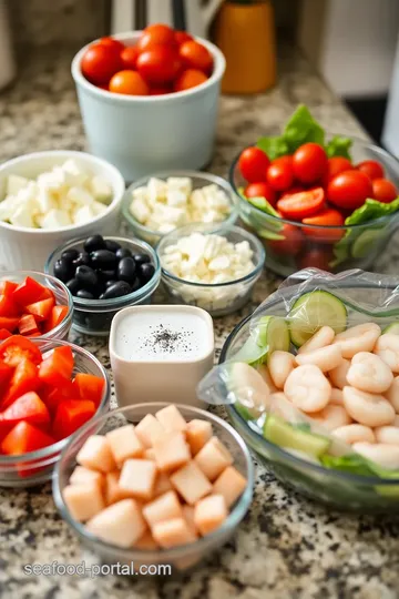 Seafood Pearl Couscous Salad with Feta ingredients