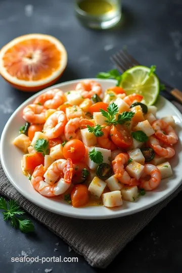 Refreshing Mixed Seafood Salad presentation