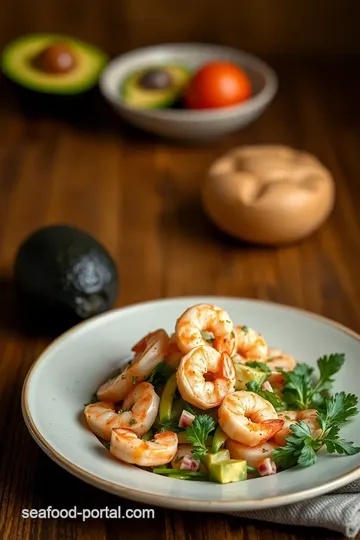 Sautéed Shrimp Avocado Salad presentation